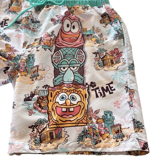 Sponge Bob Square Pants Swim Suit Trunks Shorts XL Big Kahjna Tiki Time Bar NEW! - Picture 9 of 15